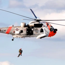 A person being rescued by a medical helicopter.